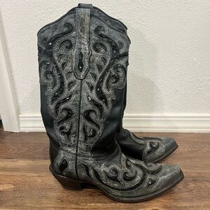 Corral Boots LD Black Inlay & Laser C1181 7.5